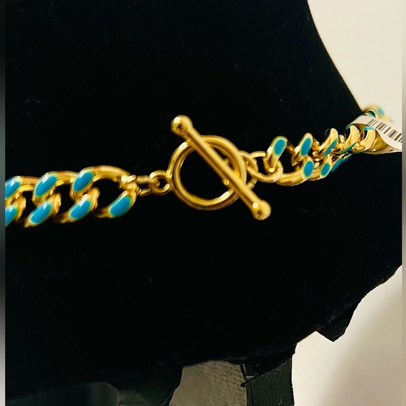 Enamel Curb Chain 18” Teal, Toggle clasp, NWT - Picture 5 of 6